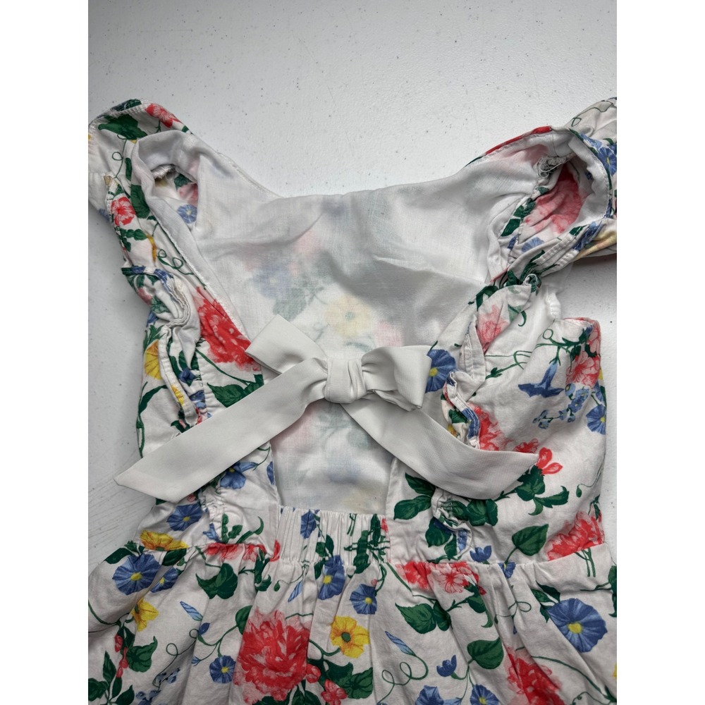 btween Girls Floral Ruffle Bow‎ Back Dress White Size 6X - Picture 3 of 9